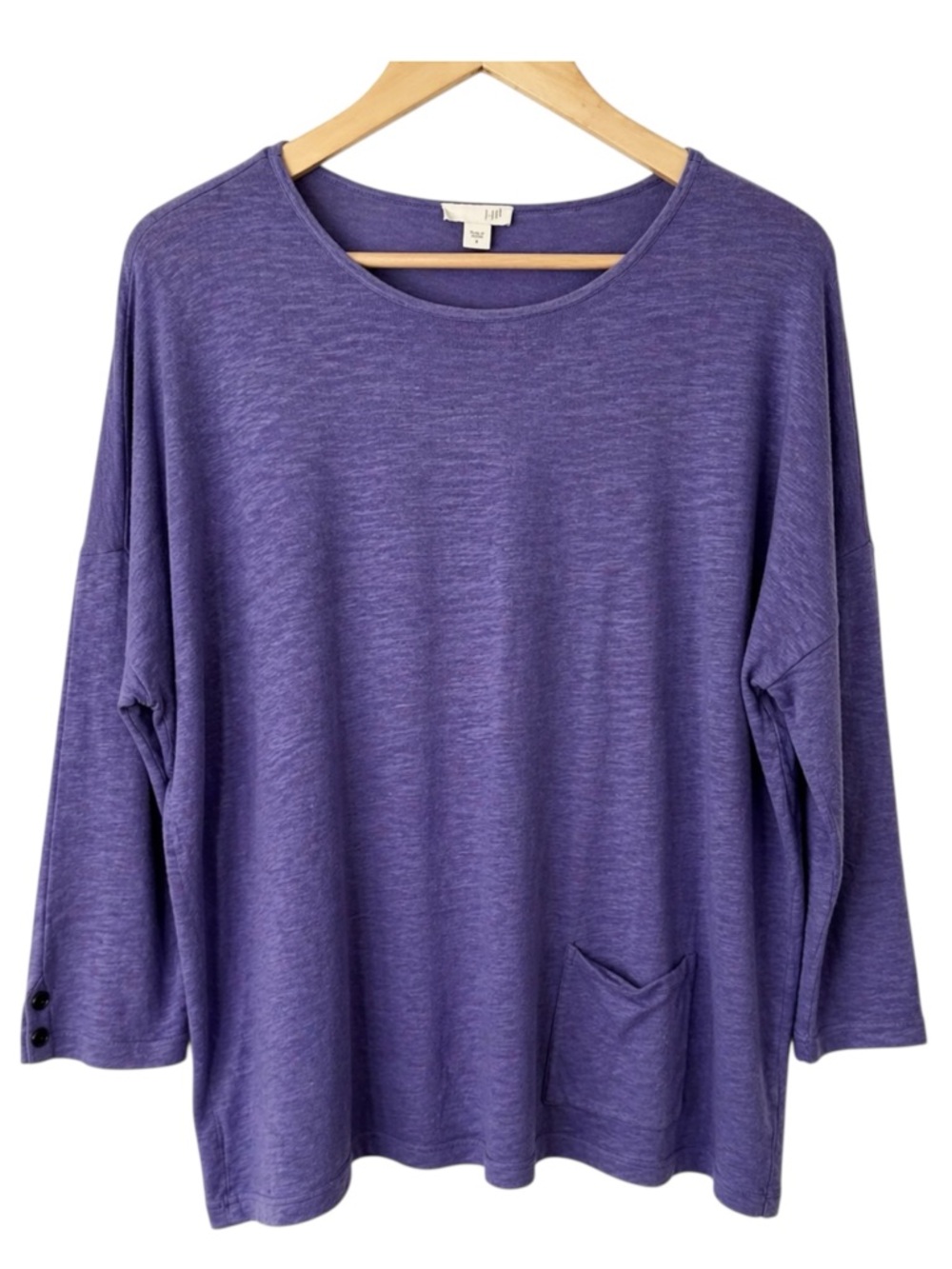 J. Jill Relaxed Knit Pocket Top Purple Scoop Neck Casual‎ Wardrobe Staple